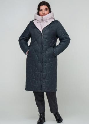 Зимове батальне стьобане пальто "ненсі"3 фото