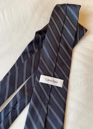 Галстук галстук мужской calvin klein в полоску синий новый классический5 фото