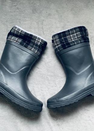 Сапоги резиновые утеплённые флисом и мехом зимние (унисекс) george (англия)