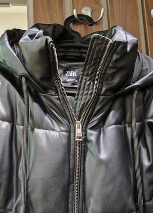Женская зимняя курточка под кожу zara2 фото