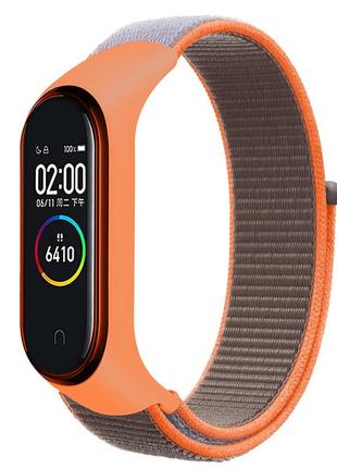 Ремінець нейлоновий mrk для фітнес-браслета xiaomi mi band 6/5/4/3 жовтогарячо-сірий (mrk3047)