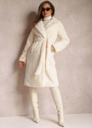 Біле пальто зима штучне хутро2 фото