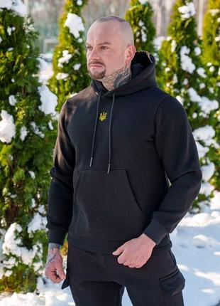 Худі з вишивкою тризуб герб патріотичний унісекс теплий на флісі