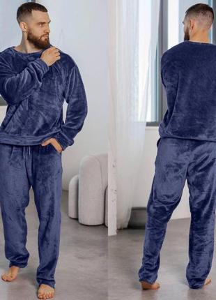 Мужская теплая парная пижама из двустороннего плюша размеры 46-562 фото