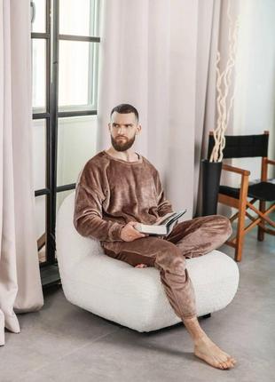 Мужская теплая парная пижама из двустороннего плюша размеры 46-567 фото