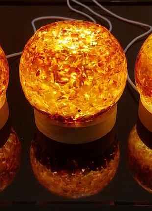 Янтарний світильник нічник, настільна лампа з бурштину 2