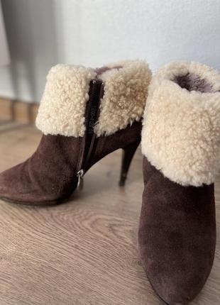 Зимові черевики на викрадене хутро, натуральна замша6 фото