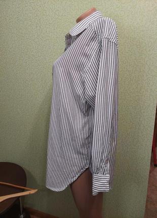 Женская рубашка в полоску свободного кроя 100% коттон5 фото