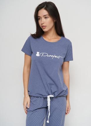 Жіноча піжама зі штанами та футболкою - purrfect2 фото
