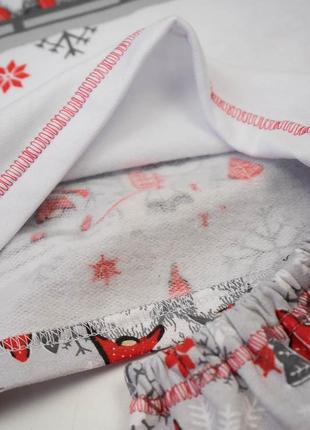 Дитяча утеплена новорічна піжама з гномами на байці, пижама с начесом новогодняя скандинавський гном6 фото