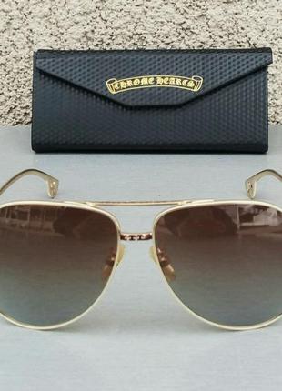 Chrome hearts очки капли мужские солнцезащитные в золотой металлической оправе1 фото