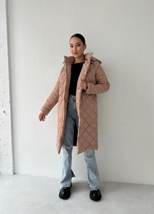 Теплое зимнее женское пальто-куртка с поясом на силиконе 200 😍7 фото
