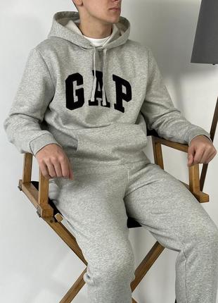 Чоловічі штани | джогери gap light heather gray (з флісом)3 фото