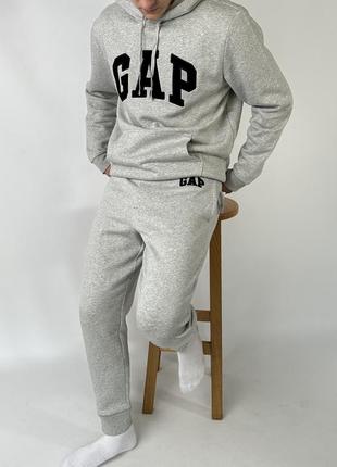 Чоловічі штани | джогери gap light heather gray (з флісом)6 фото