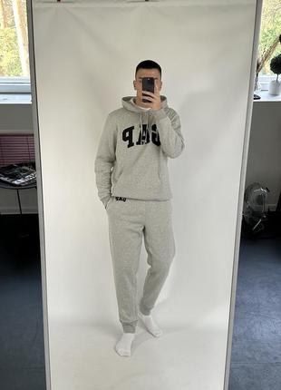 Чоловічі штани | джогери gap light heather gray (з флісом)9 фото