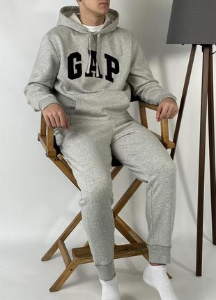 Чоловічі штани | джогери gap light heather gray (з флісом)4 фото