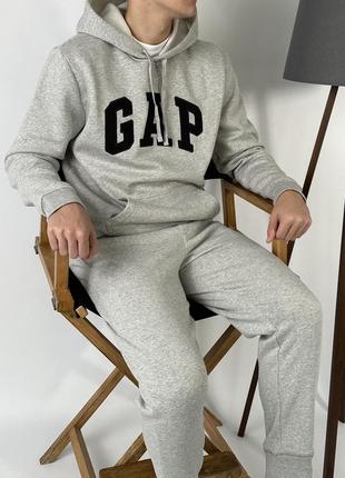 Чоловічі штани | джогери gap light heather gray (з флісом)5 фото
