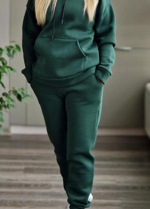 Бутилочний (зелений ) теплий жіночий костюм на байці❄️❄️❄️1 фото