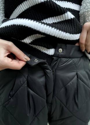 Штани дутики зимові стьобані чорні3 фото