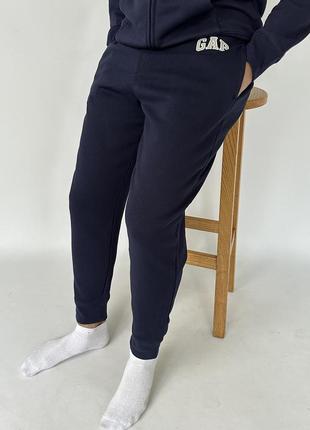 Чоловічі штани | джогери gap tapestry navy (з флісом)2 фото