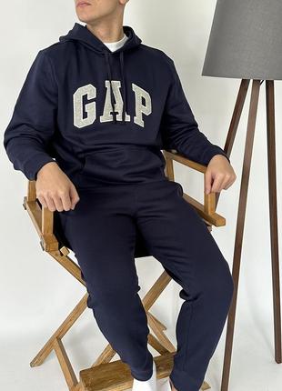 Чоловічі штани | джогери gap tapestry navy (з флісом)5 фото