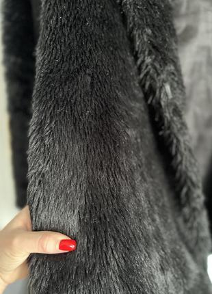 Чорна зимова шубка зі штучного хутра з капюшоном в стилі zara8 фото