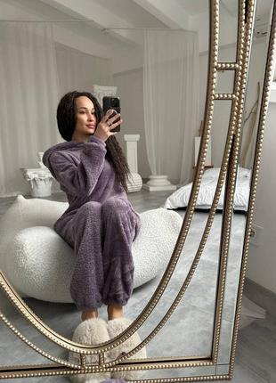 Теплая махровая женская пижама ❄️☃️ домашний костюм3 фото