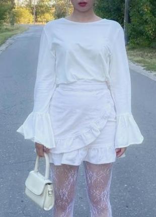 Сорочка блуза водолазка біла молочна