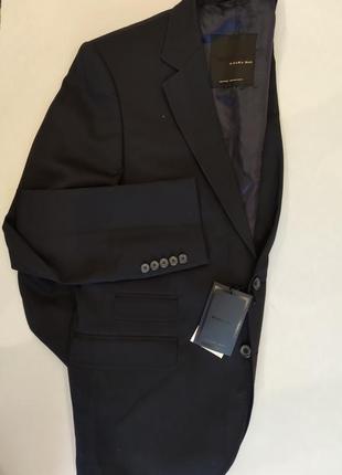 Пиджак мужской zara xl, slim fit, black tag , темно синий, новый7 фото
