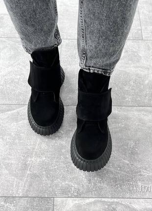 Ботиночки зимние terri, черные, натуральная замша7 фото