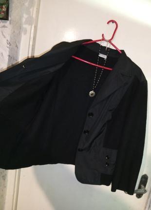 Шерстяной-100%,чёрный,офисный жакет-пиджак с карманами,большого размера,германия7 фото