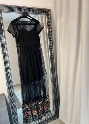 Черное вечернее длинное платье в пол