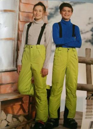 Новые зимние мембранные лыжные термо штаны салатовые унисекс 122-1643 фото