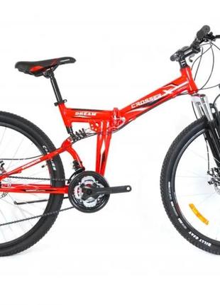 Складной двухподвесный велосипед crosser dream folding 26" (рама 16.5) красный