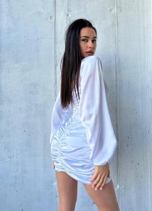 Сукня міні з пишними рукавами6 фото