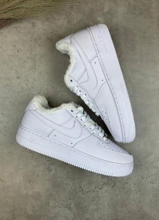 Кросівки nike air force 1 low white leather (хутро)