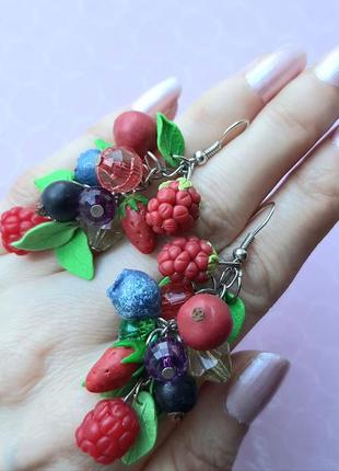 Серьги грозди из ягод. ягодные серьги, ручная работа2 фото