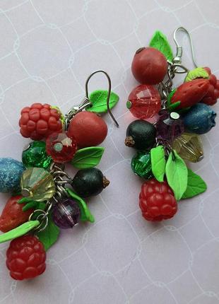 Серьги грозди из ягод. ягодные серьги, ручная работа1 фото