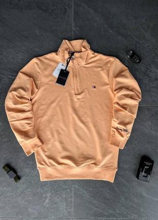 Чоловіча кофта на замочку томмі хілфігер бежева / брендові кофти від tommy hilfiger