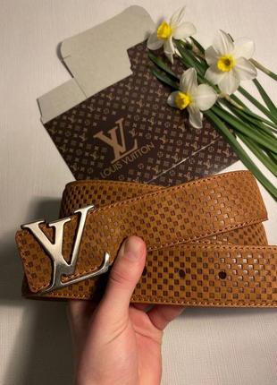 Ремінь louis vuitton луї віттон з шкіри 4см є коробка, ремінь 4см шкіряний турція, ремінь унісекс в стилі  коричневий ремінь шкіра