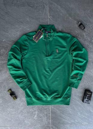 Чоловіча кофта замку ральф лаурен зелена / брендові кофти від ralph lauren