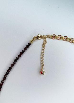 Ожерелье из граната с цепочкой и подвеской5 фото