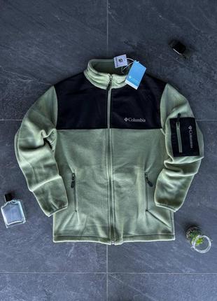 Теплая мужская кофта колумбия зеленая / брендовые флиски columbia
