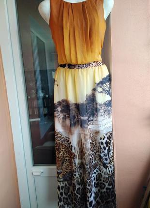 Шикарное шифоновое платье ,, сафари" в пол  tanita romario uk 8-10 eur  36-38