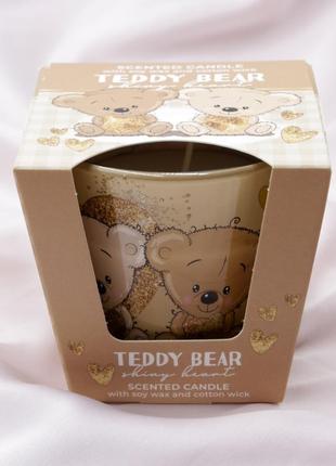 Свеча ароматизированная bartek в стакане teddy bear светящееся сердце 115г на 30 часов горения