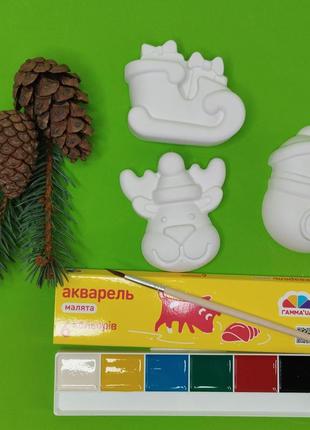 Новорічний набір гіпсових фігурок для творчості подарунковий набір гіпсових фігурок для розфарбовування дітям