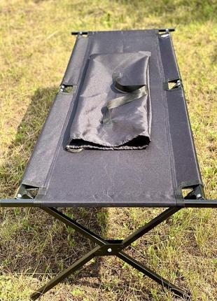 Розкладачка нато до 200 кг посилене армійське складане ліжко для військових чорне. розкладачка з чохлом2 фото