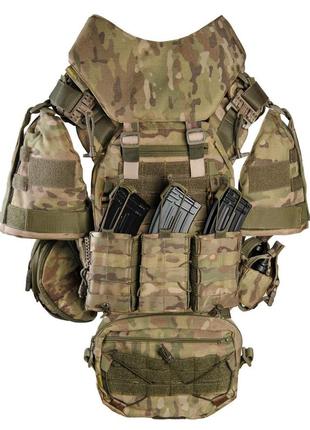 Тактическая плитоноска warmor с подсумками + балистическая защита шеи и плеч. мультикам