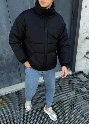 Куртка зимняя мужская до -20 короткая теплая ram черная пуховик мужской зимний