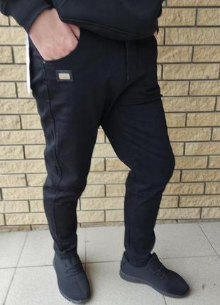Зимние мужские джинсы на легком флисе стрейчевые lanlaniee6 фото